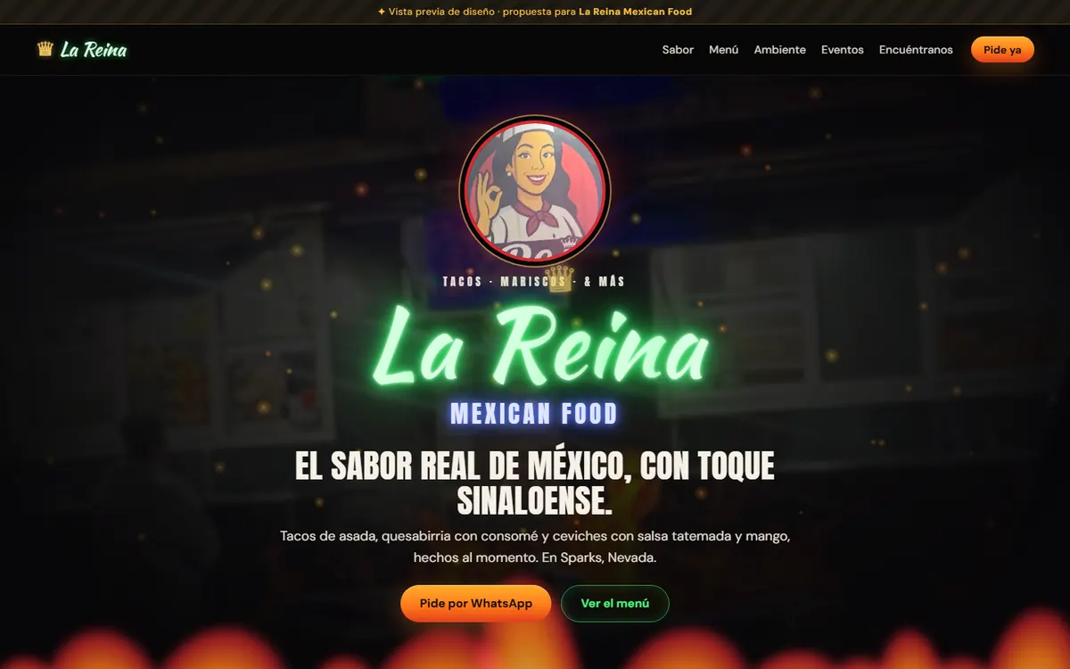 La Reina food truck website